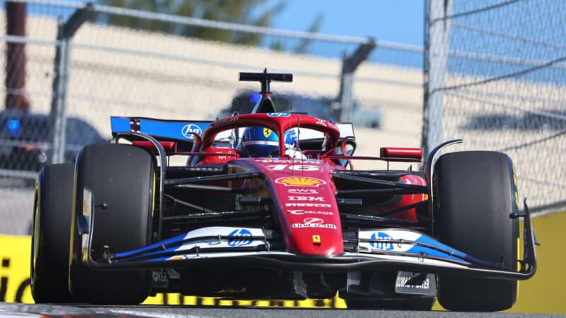 Charles Leclerc (Ferrari) during sprint qualifying for the 2025 Miami Grand Prix
