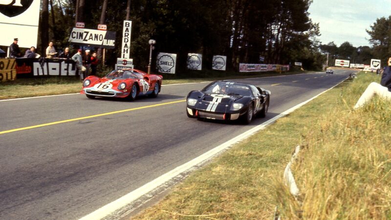 Ford MkII and Ferrari 365 P2 in 1966 Le Mans 24 Hours