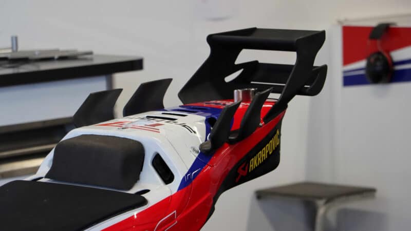 Seat downforce aero on a 2024 Honda RC213V. Seat aero isn’t restricted like other aero bodies, but from 2027 it will be included in aero homologation rules