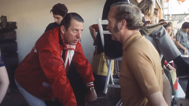 Rob Walker Colin Chapman 1968 Spanish GP Jarama