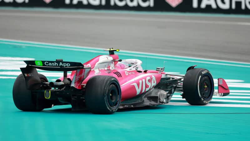 Liam Lawson off the track during the Miami GP